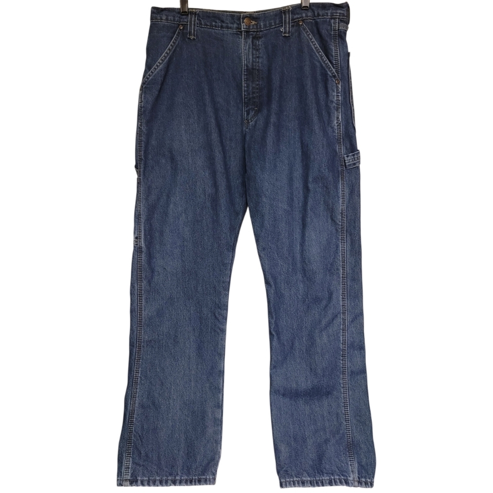 Wrangler Fleece Lined Carpenter Jeans Worker Pants Denim Relaxed Straight 37x32